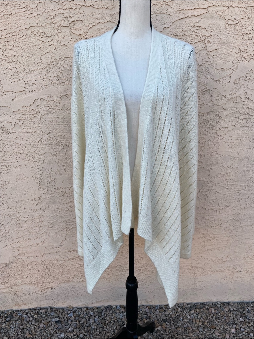 Lou Grey cardigan sweater cascade eyelet knit coastal quiet luxury preppy xl